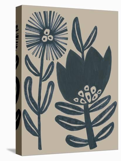 Blockprint Folk Flowers I-June Vess-Stretched Canvas