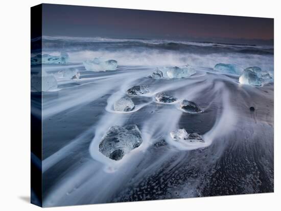 Blocks of Ice on the Black Sand Beach in Southern Iceland-Alex Saberi-Premier Image Canvas