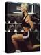 Blond Woman Weight Training-null-Premier Image Canvas