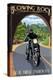 Blowing Rock, North Carolina - Motorcycle and Tunnel-Lantern Press-Stretched Canvas