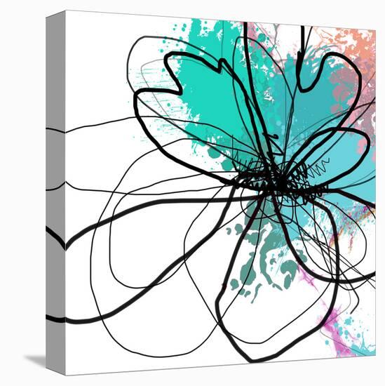 Blue Abstract Brush Splash Flower-Irena Orlov-Stretched Canvas