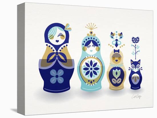 Blue and Gold Russian Dolls-Cat Coquillette-Premier Image Canvas