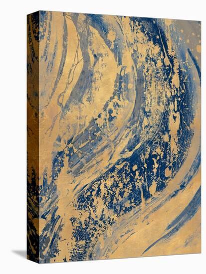 Blue And Gold Wave-Patricia Pinto-Stretched Canvas