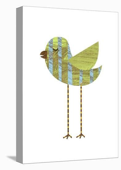 Blue and Green Striped Bird-John W Golden-Stretched Canvas