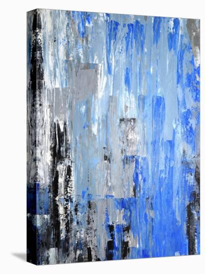 Blue And Grey Abstract Art Painting-T30Gallery-Stretched Canvas