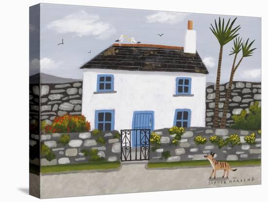 Blue and White House, Whippet and Gulls-Sophie Harding-Premier Image Canvas