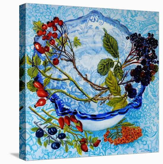 Blue Antique Bowl with Berries, 2010-Joan Thewsey-Premier Image Canvas
