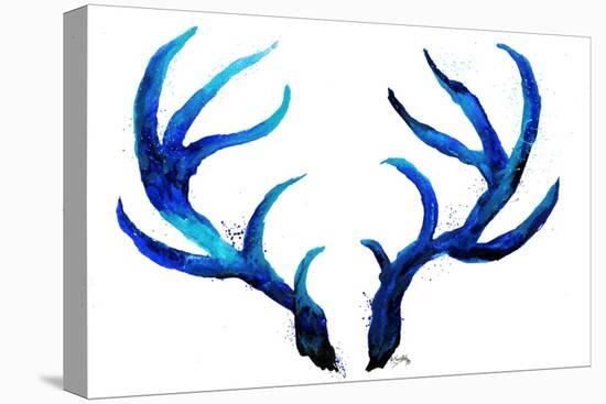 Blue Antlers-Elizabeth Medley-Stretched Canvas