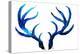 Blue Antlers-Elizabeth Medley-Stretched Canvas