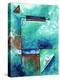 Blue Aqua Brown Abstract PoP Art-Megan Aroon Duncanson-Stretched Canvas