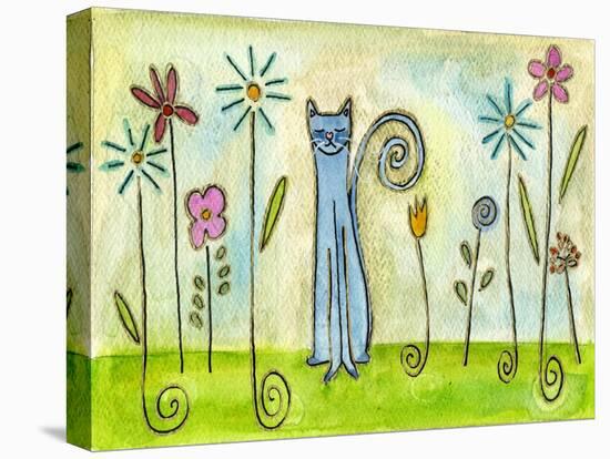 Blue Cat in the Flower Garden-Wyanne-Premier Image Canvas