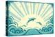 Blue Dolphins Jumping In Sea In Summer Day-GeraKTV-Stretched Canvas