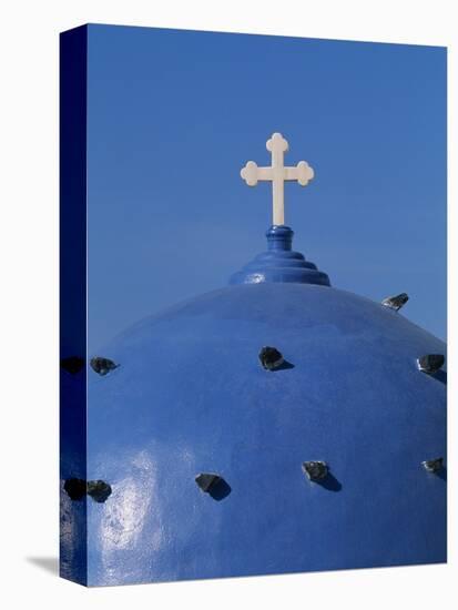 Blue dome of a church with cross on Santorin, Greece-Murat Taner-Premier Image Canvas