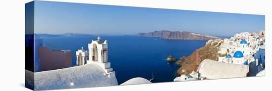 Blue Domed Churches in the Village of Oia, Santorini (Thira), Cyclades Islands, Aegean Sea, Greece-Gavin Hellier-Premier Image Canvas