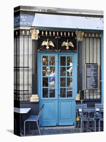 Blue Doors of Cafe, Marais District, Paris, France-Jon Arnold-Premier Image Canvas