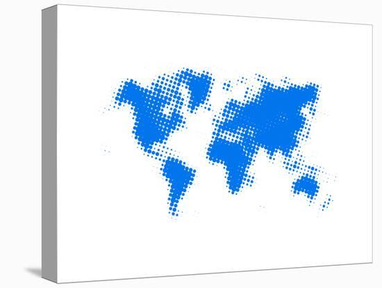 Blue Dotted World Map-NaxArt-Stretched Canvas