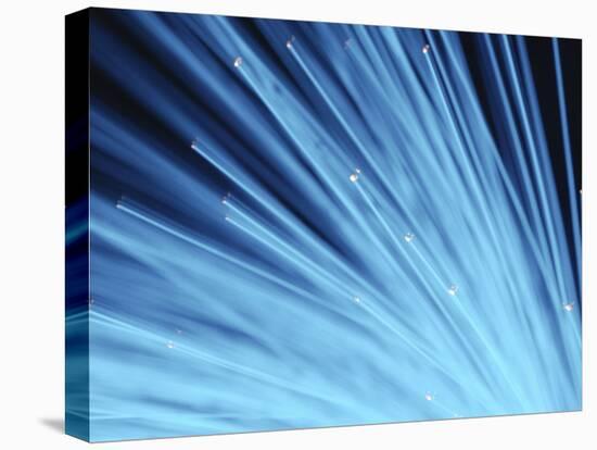 Blue Fiber Optic Wires Against Black Background-null-Premier Image Canvas