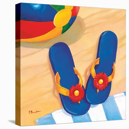 Blue Flip Flops-Paul Brent-Stretched Canvas