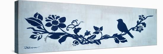 Blue Floral and Bird I-Tiffany Hakimipour-Stretched Canvas