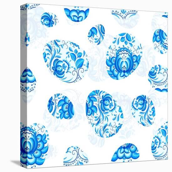 Blue Floral Easter Eggs Seamless Pattern-art_of_sun-Stretched Canvas