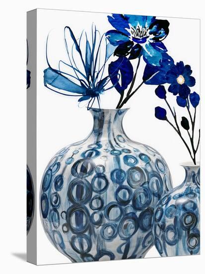 Blue Floral In Pots-Jesse Keith-Stretched Canvas