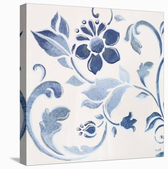 Blue Floral Shimmer II-Tiffany Hakimipour-Stretched Canvas