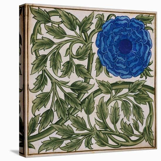 Blue Flower Watercolor Tile Design by William de Morgan-Stapleton Collection-Premier Image Canvas