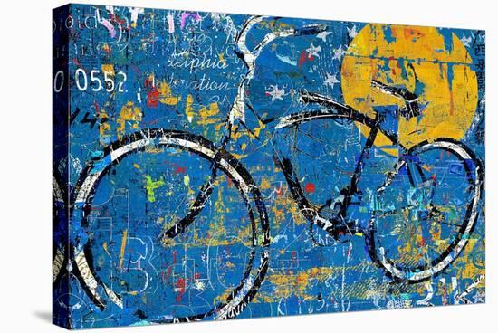 Blue Graffiti Bike-Daryl Thetford-Stretched Canvas