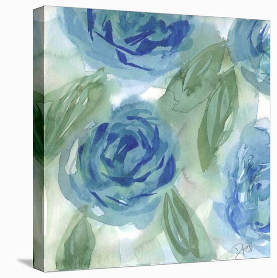 Blue Green Roses I-Beverly Dyer-Stretched Canvas
