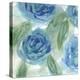 Blue Green Roses I-Beverly Dyer-Stretched Canvas