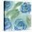 Blue Green Roses II-Beverly Dyer-Stretched Canvas