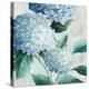Blue Hydrangea Blooms I-Alex Black-Stretched Canvas