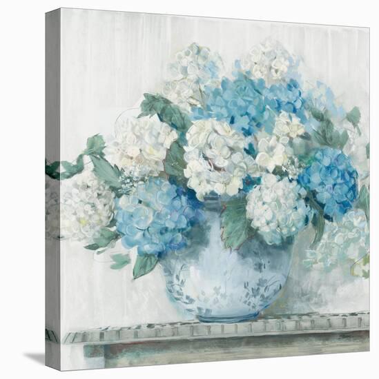 Blue Hydrangea Cottage Crop-Carol Rowan-Stretched Canvas