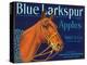 Blue Larkspur Apple Label - Wenatchee, WA-Lantern Press-Stretched Canvas