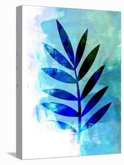 Blue Leaf Watercolor III-Jasmine Woods-Stretched Canvas