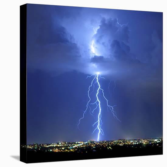 Blue Lightning Sq-Douglas Taylor-Stretched Canvas