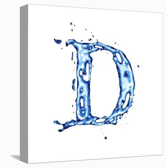 Blue Liquid Water Alphabet With Splashes And Drops - Letter D--Vladimir--Stretched Canvas