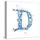 Blue Liquid Water Alphabet With Splashes And Drops - Letter D--Vladimir--Stretched Canvas