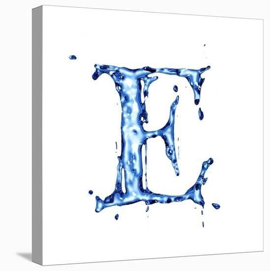 Blue Liquid Water Alphabet With Splashes And Drops - Letter E--Vladimir--Stretched Canvas