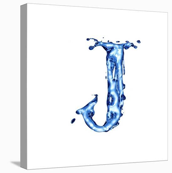 Blue Liquid Water Alphabet With Splashes And Drops - Letter J--Vladimir--Stretched Canvas