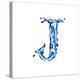 Blue Liquid Water Alphabet With Splashes And Drops - Letter J--Vladimir--Stretched Canvas