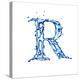 Blue Liquid Water Alphabet With Splashes And Drops - Letter R--Vladimir--Stretched Canvas