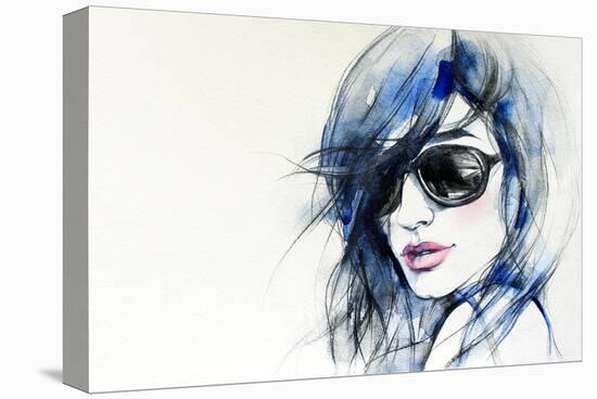Blue Mode Fashion Illustration-null-Stretched Canvas