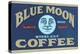 Blue Moon Coffee Label-null-Stretched Canvas