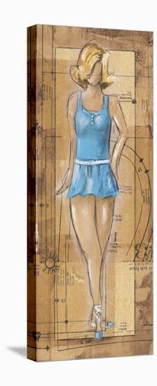 Blue Pattern Girl-Celeste Peters-Stretched Canvas