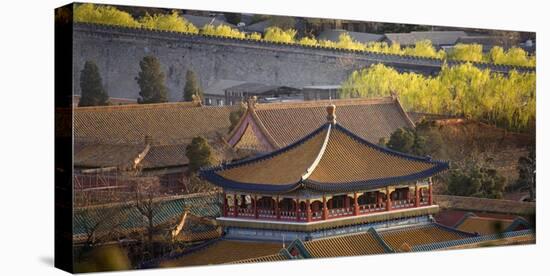 Blue Pavilion Green Trees Forbidden City, Beijing, China-William Perry-Premier Image Canvas