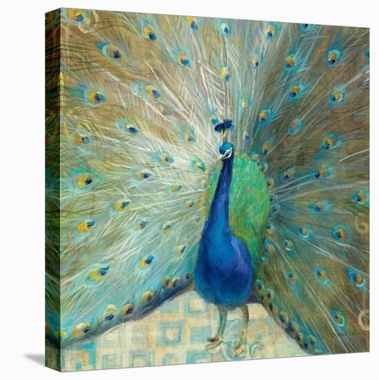 Blue Peacock on Gold-Danhui Nai-Stretched Canvas