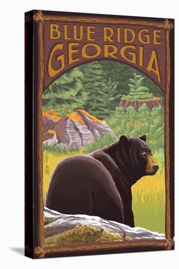 Blue Ridge, Georgia - Bear in Forest-Lantern Press-Stretched Canvas