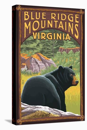 Blue Ridge Mountains, Virginia - Bear in Forest-Lantern Press-Stretched Canvas