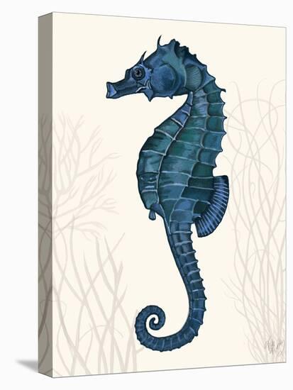 Blue Seahorses on Cream b-Fab Funky-Stretched Canvas